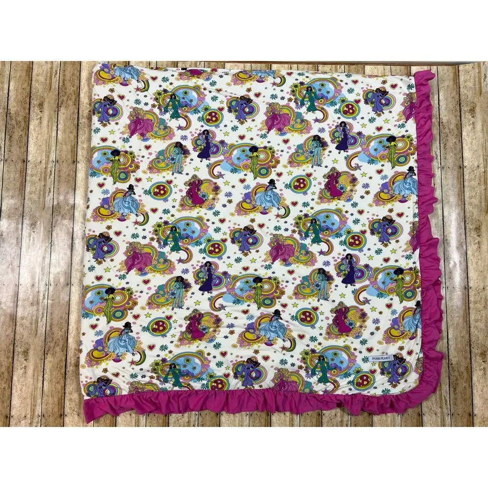 Posh Peanut Groovy Barbie Star Power Luxe Patoo Bamboo Blanket 60x60